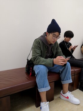 「MADNESSのアイテム（帽子）」を使った、tiagiriさん（メンズ・180cm）の冬コーディネート