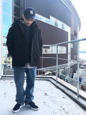 「AVIREX（アヴィレックス）のアイテム（ダウンジャケット/コート）」を使った、MASAYAさん（メンズ・165cm）の秋コーディネート