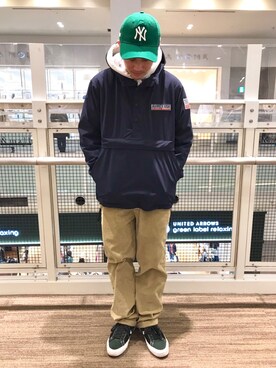 「AVIREX（アヴィレックス）のアイテム（マウンテンパーカー）」を使った、MASAYAさん（メンズ・165cm）の冬コーディネート