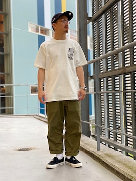 「アイテム（スリッポン）」を使った、MASAYAさん（メンズ・165cm・20代）の夏コーディネート