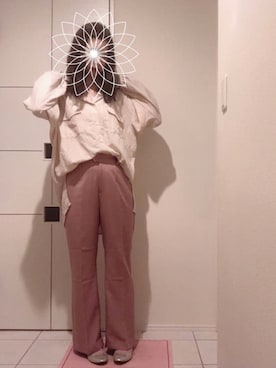 「くすみピンク」｜「アイテム（スラックス）」を使った、ちぇるさん（レディース・166cm）の秋コーディネート