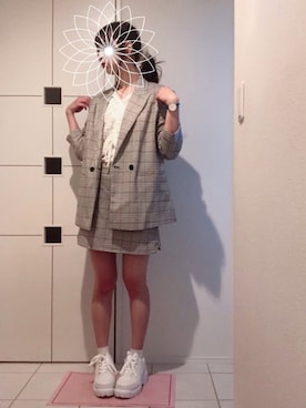 「韓国風コーデ」｜「アイテム（ジャケット/アウター）」を使った、ちぇるさん（レディース・165cm）の春コーディネート