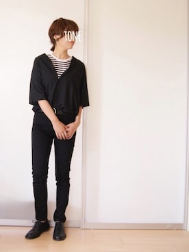「襟抜き」｜がこちゃさん（レディース・163cm）の夏コーディネート