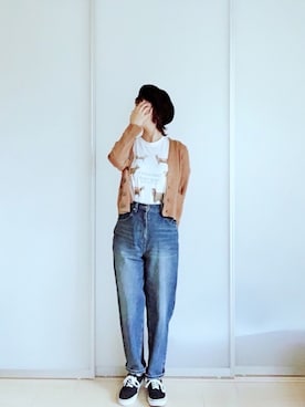 「ベージュ×デニム」｜がこちゃさん（レディース・163cm）の夏コーディネート
