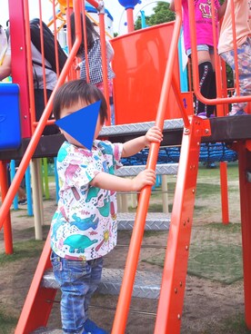 「DENIM BAR（デニム　バー）のアイテム」を使った、harutaroさん（キッズ・80cm）の夏コーディネート