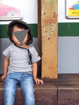 「DENIM BAR（デニム　バー）のアイテム」を使った、harutaroさん（キッズ・90cm）の夏コーディネート