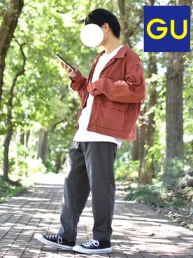 「アイテム（カバーオール）」を使った、うっちーさん（メンズ・165cm・10代）の秋コーディネート