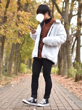 「アイテム（ブルゾン）」を使った、うっちーさん（メンズ・165cm・10代）の冬コーディネート