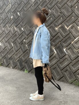 「reca（レカ）のゆったりラフな着心地◆超ビッグシルエットカットソー（Tシャツ/カットソー）」を使った、なつさん（レディース・163cm）の春コーディネート