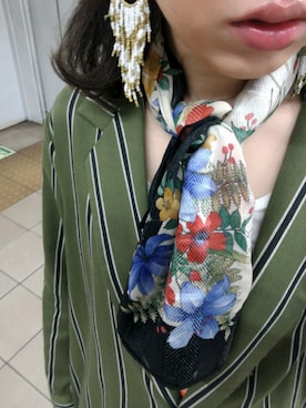 「おおぶりピアス」｜「アイテム（ジャケット/アウター）」を使った、m a r u ◎さん（レディース・161cm）の春コーディネート