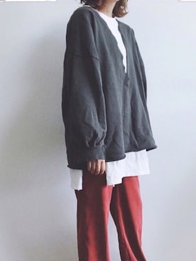 「アイテム（スラックス）」を使った、バタ子さん（レディース・165cm・30代）の春コーディネート
