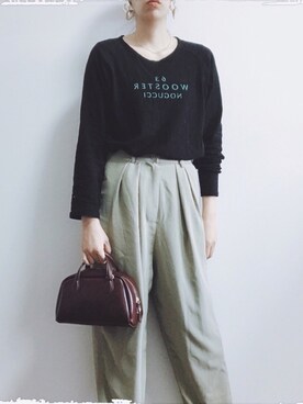 「アイテム（スラックス）」を使った、バタ子さん（レディース・165cm・30代）の春コーディネート