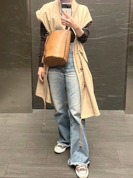 「MAISON SPECIAL（メゾンスペシャル）のアイテム（モッズコート）」を使った、7さん（レディース・157cm）の春コーディネート
