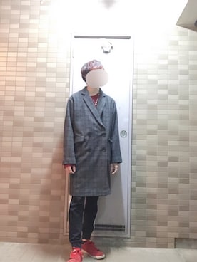 「CASPER JOHN AIVER（キャスパージョンアイバー）のアイテム（チェスターコート）」を使った、航平さん（メンズ・168cm）の冬コーディネート