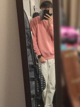 「ADAM ET ROPE'（アダムエロペ）のアイテム（デニムパンツ、ホワイト系）」を使った、hirotoさん（メンズ・181cm）の秋コーディネート