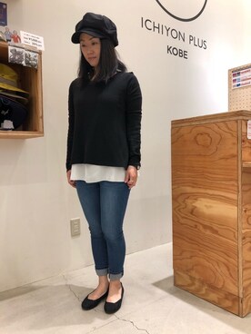 「アイテム（キャスケット）」を使った、14+ イオンモール旭川駅前店 スタッフさん（レディース・160cm）の春コーディネート