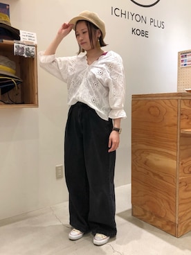 「アイテム（キャスケット）」を使った、14+ イオンモール旭川駅前店 スタッフさん（レディース・160cm）の春コーディネート