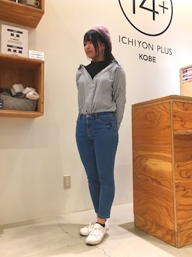 「アイテム（ハンチング/ベレー帽、ピンク系）」を使った、14+ イオンモール旭川駅前店 スタッフさん（レディース・160cm）の秋コーディネート