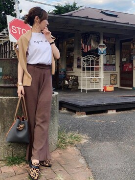 「KOBE LETTUCE（コウベレタス）の【WEARISTA akiicoさん×KOBE LETTUCEコラボ】ミラノリブニットパンツ（その他パンツ）」を使った、Lui★さん（レディース・153cm）の秋コーディネート