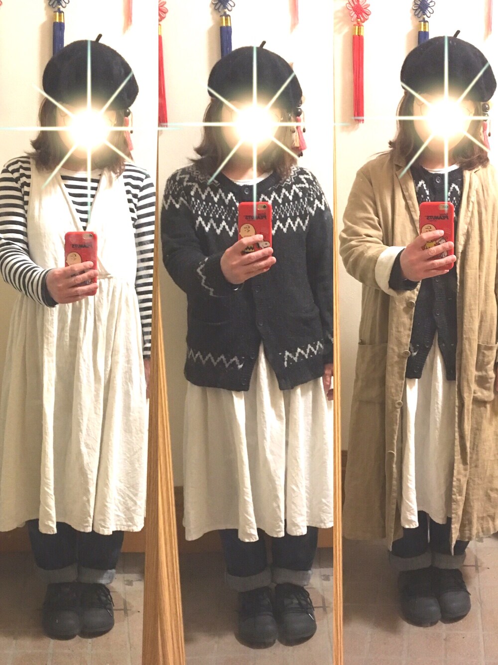 「今日のコーデ、ベレー帽」｜「BIRKENSTOCKのアイテム（シューズ、ブラック系）」を使った、まっきさん（レディース・148cm）の春コーディネートの1枚目の写真