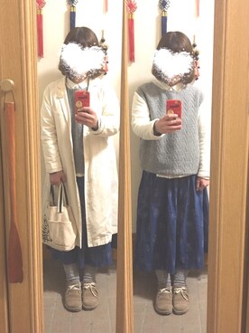 「SM2（エスエムツー）のアイテム（チェスターコート）」を使った、まっきさん（レディース・148cm）の春コーディネート