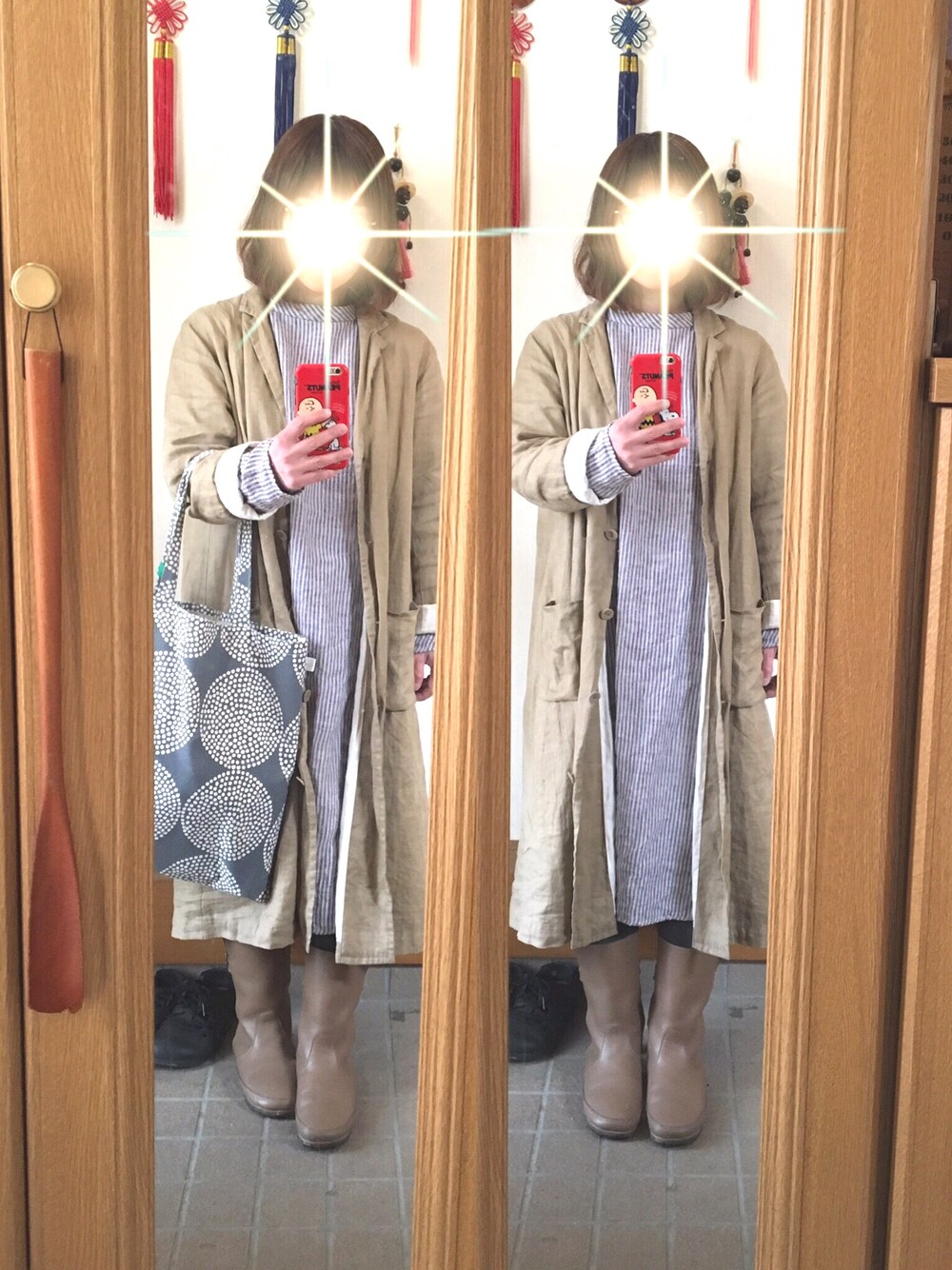 「今日のコーデ、春コーデ」｜「SM2のアイテム（ワンピース、ブルー系）」を使った、まっきさん（レディース・148cm）の春コーディネートの1枚目の写真