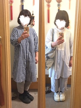 「POU DOU DOU（プードゥドゥ）のアイテム（シャツワンピース）」を使った、まっきさん（レディース・148cm）の秋コーディネート