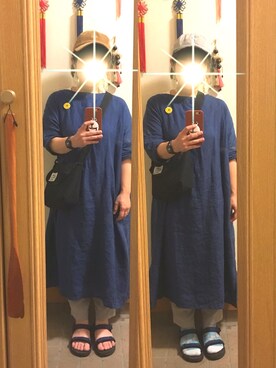 「ミックスコーデ」｜「アイテム（ワンピース/ドレス）」を使った、まっきさん（レディース・148cm）の夏コーディネート