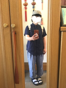 「shuca（シュカ）のアイテム（トップス）」を使った、まっきさん（レディース・148cm）の夏コーディネート