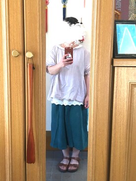 「CLOUDNINE（クラウドナイン）のアイテム（パンツ）」を使った、まっきさん（レディース・148cm）の夏コーディネート