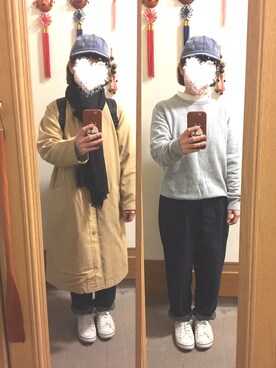 「ミックスコーデ」｜「アイテム（ジャケット/アウター）」を使った、まっきさん（レディース・148cm）の冬コーディネート