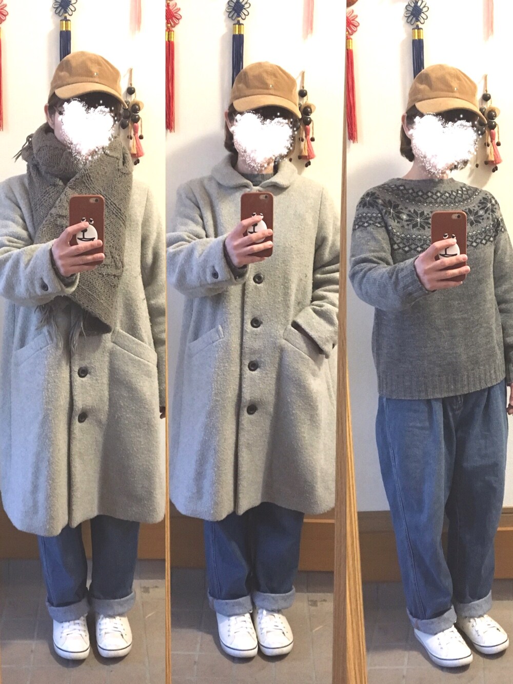 「今日のコーデ、今日の服、キャップ、ミックスコーデ、古着」｜「SM2のアイテム（ジャケット/アウター、グレー系）」を使った、まっきさん（レディース・148cm）の冬コーディネートの1枚目の写真