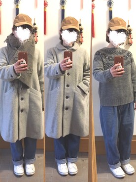 「ミックスコーデ」｜「アイテム（ジャケット/アウター）」を使った、まっきさん（レディース・148cm）の冬コーディネート