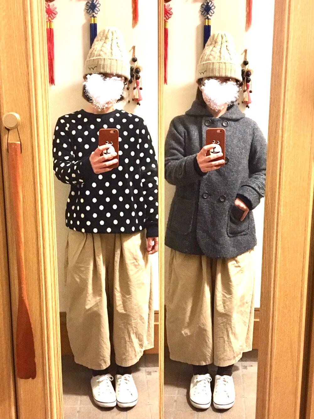 「今日のコーデ、今日の服、ニット帽、古着」｜「UNIQLOのアイテム（トップス、ブラック系）」を使った、まっきさん（レディース・148cm）の冬コーディネートの1枚目の写真