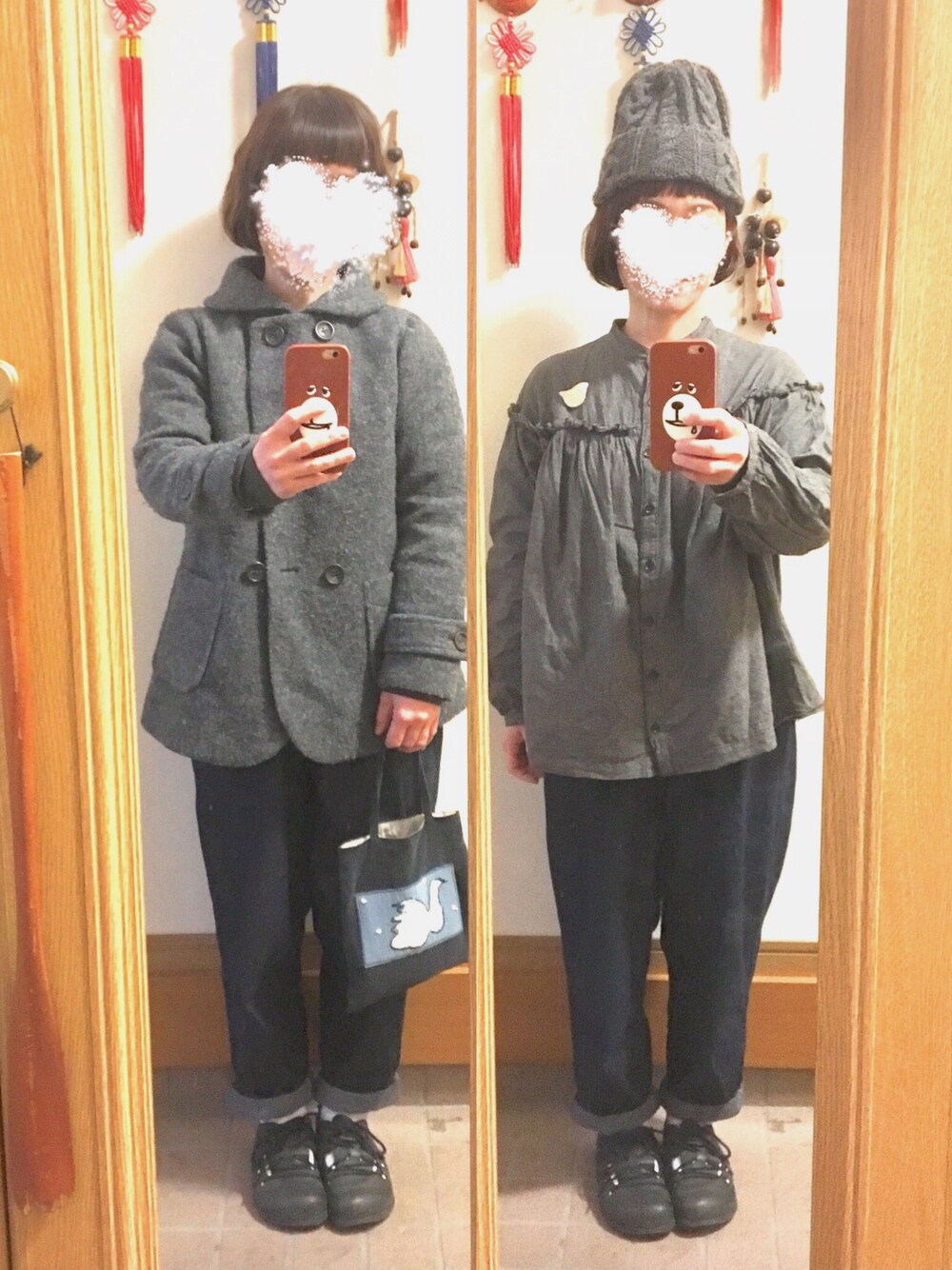 「今日のコーデ、今日の服、ニット帽、古着、モンタナ」｜「studio CLIPのアイテム（シャツ/ブラウス、ブラック系）」を使った、まっきさん（レディース・148cm）の冬コーディネートの1枚目の写真