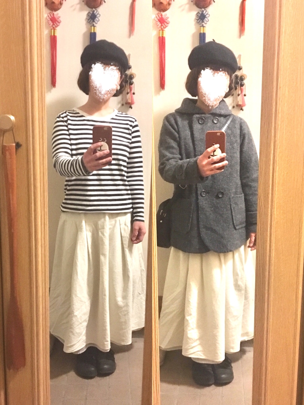 「今日のコーデ、今日の服、シンプルコーデ、モンタナ、モノトーン」｜「studio CLIPのアイテム（ピーコート、グレー系）」を使った、まっきさん（レディース・148cm）の冬コーディネートの1枚目の写真