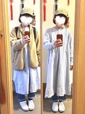 「ミックスコーデ」｜「アイテム（ワンピース/ドレス）」を使った、まっきさん（レディース・148cm）の春コーディネート