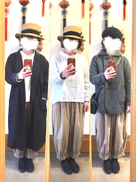 「studio CLIP（スタディオクリップ）のアイテム（ピーコート）」を使った、まっきさん（レディース・148cm）の春コーディネート