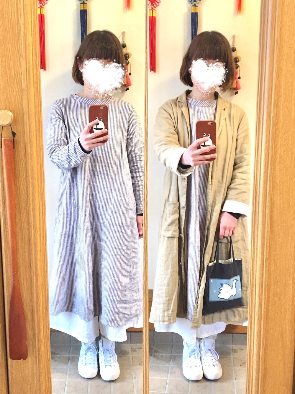 「今日のコーデ、今日の服、春コーデ」｜「SM2のアイテム（ワンピース、ブルー系）」を使った、まっきさん（レディース・148cm）の春コーディネートの1枚目の写真