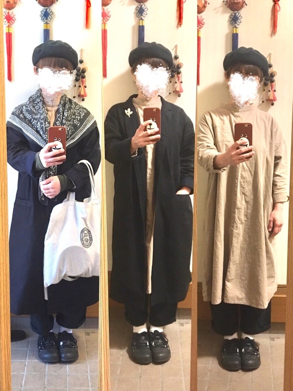 「平成最後のWEARISTAセンバツ、今日のコーデ、今日の服、ホワイトソックス、黒多め、ベージュ、ベレー帽、スカーフ」｜「SM2のアイテム（ワンピース、ベージュ系）」を使った、まっきさん（レディース・148cm）の春コーディネートの1枚目の写真