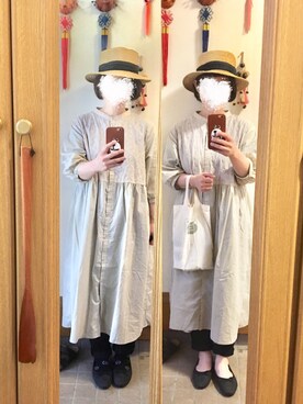 「Samansa Mos2 blue（サマンサモスモスブルー）のアイテム（バレエシューズ）」を使った、まっきさん（レディース・148cm）の春コーディネート