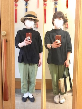 「Samansa Mos2 blue（サマンサモスモスブルー）のアイテム（バレエシューズ）」を使った、まっきさん（レディース・150cm）の夏コーディネート