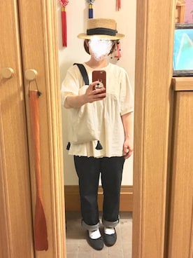 「Samansa Mos2 blue（サマンサモスモスブルー）のアイテム（バレエシューズ）」を使った、まっきさん（レディース・147cm）の夏コーディネート
