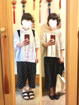 「Samansa Mos2 blue（サマンサモスモスブルー）のアイテム（バレエシューズ）」を使った、まっきさん（レディース・147cm）の夏コーディネート