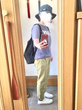 「CHUMS（チャムス）のアイテム（帽子）」を使った、まっきさん（レディース・148cm）の夏コーディネート