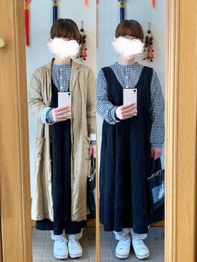 「SM2（エスエムツー）のアイテム（チェスターコート）」を使った、まっきさん（レディース・148cm）の春コーディネート