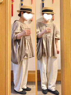 「Samansa Mos2 blue（サマンサモスモスブルー）のアイテム（バレエシューズ）」を使った、まっきさん（レディース・150cm）の夏コーディネート