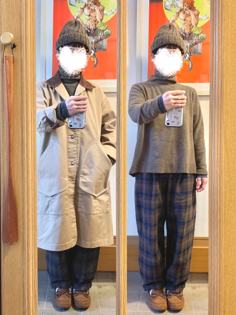 「今日のコーデ、今日の服、ニット帽、ブラウンコーデ」｜「studio CLIPのアイテム（パンツ、ブラウン系）」を使った、まっきさん（レディース・150cm）の冬コーディネートの1枚目の写真