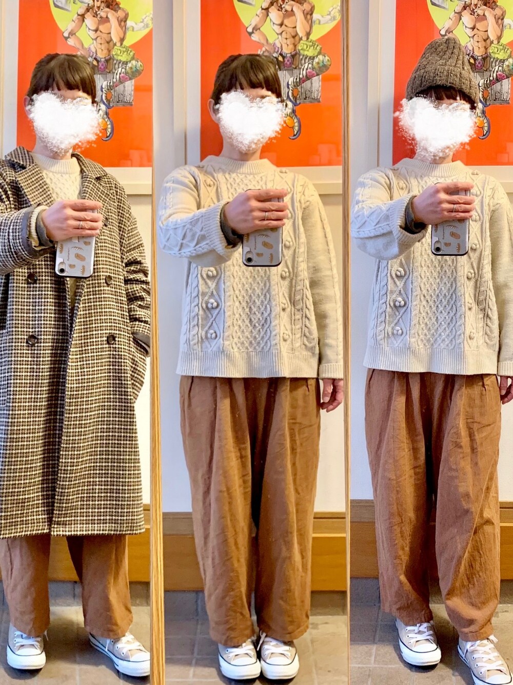 「今日のコーデ、今日の服、シンプル、プチプラ」｜「しまむらのアイテム（ニット/セーター、ホワイト系）」を使った、まっきさん（レディース・150cm）の冬コーディネートの1枚目の写真