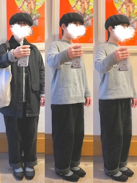 「ハンティングジャケット」｜「アイテム（ハンチング/ベレー帽）」を使った、まっきさん（レディース・150cm）の冬コーディネート